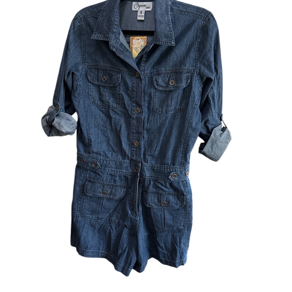 NWT Spoon Denim Long Sleeve Romper Size 9